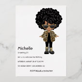 Kinder Mode van Black and Gold Hip Hop Folie Uitnodiging (Achterkant)