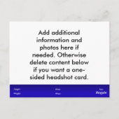 Kinder model Headshot Comp Briefkaart (Achterkant)