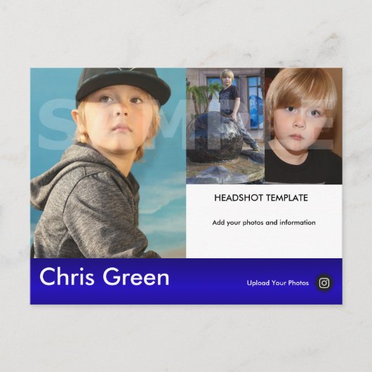 Kinder model Headshot Comp Briefkaart (Voorkant)