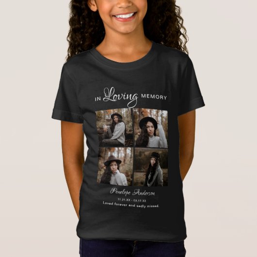 Kinder Modern 4 Foto Collage Funeral T-Shirt (Voorkant)