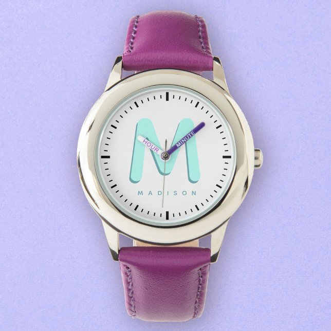 Kinder modern Cute Fun, aangepast 3D-monogram Horloge (Kids birthday surprise - the watch with their own name!)