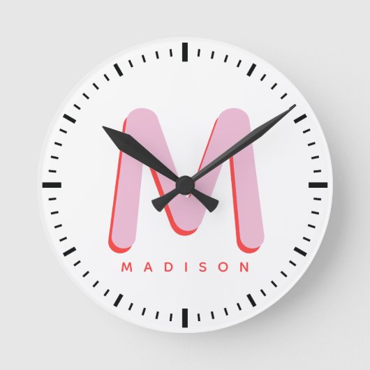 Kinder modern Cute Fun, aangepast 3D-monogram Ronde Klok (Voorkant)