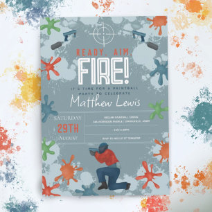 Kinder Modern Paintball Boys Verjaardagsfeest Kaart