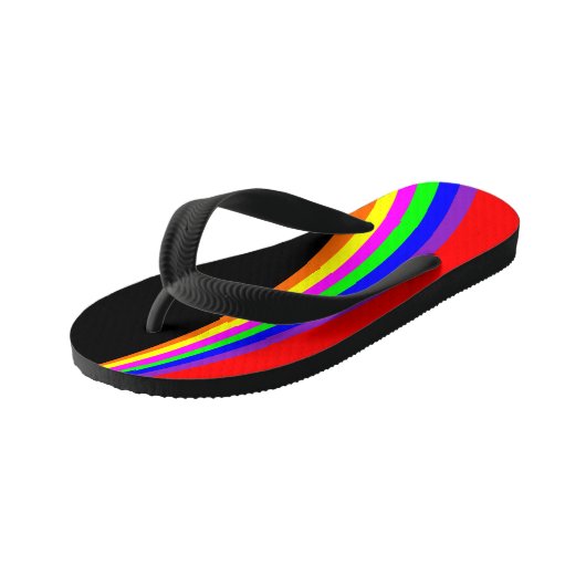 Kinder moderne geometrische regenboog kleur streep kinder teenslippers (Schuin)