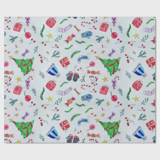 Kinder moderne kleurrijke kerst cadeaupapier (Vlak)