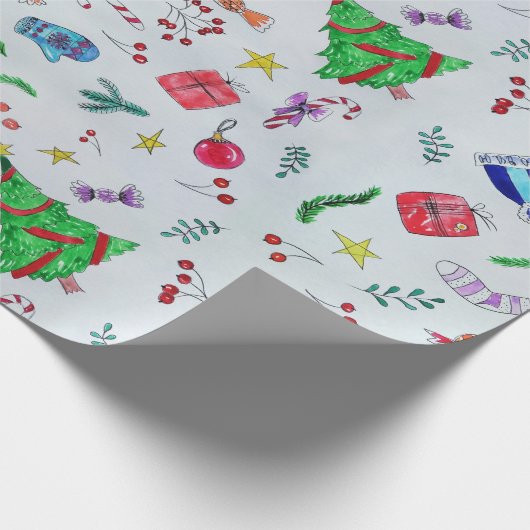 Kinder moderne kleurrijke kerst cadeaupapier (Hoek)