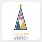 kinder moderne minimal geometrische kerst vierkante sticker (Voorkant)