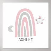 Kinder moderne roze en grijze regenboog, speciaal  poster (Voorkant)