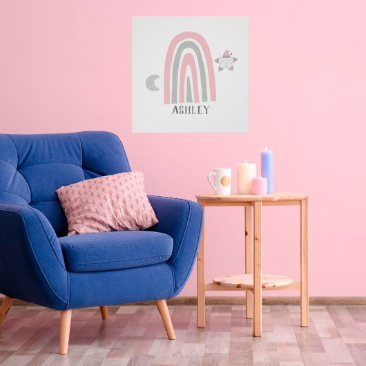 Kinder moderne roze en grijze regenboog, speciaal  poster