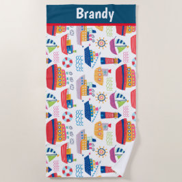 Kinder monogram boten strandlaken