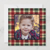 Kinder Monogram Kerst Elf Foto Kerstmis Feestdagenkaart (Achterkant)