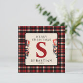 Kinder Monogram Kerst Notenkraker Foto Kerst Feestdagenkaart (Staand voorkant)