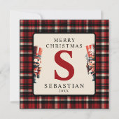 Kinder Monogram Kerst Notenkraker Foto Kerst Feestdagenkaart (Voorkant)