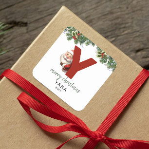 Kinder Monogram Kerst Vierkante Sticker