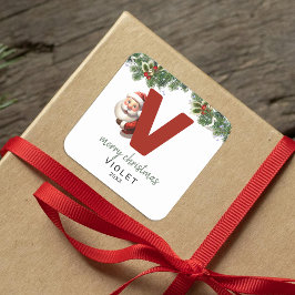 Kinder Monogram Kerst Vierkante Sticker