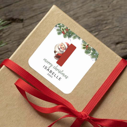 Kinder Monogram Kerst Vierkante Sticker