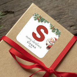 Kinder Monogram Kerst Vierkante Sticker