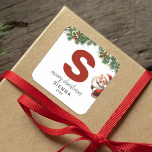Kinder Monogram Kerst Vierkante Sticker