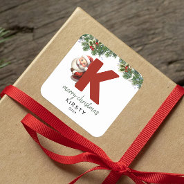 Kinder Monogram Kerst Vierkante Sticker