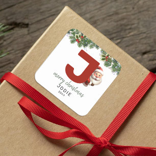 Kinder Monogram Kerst Vierkante Sticker