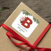 Kinder Monogram Kerst Vierkante Sticker