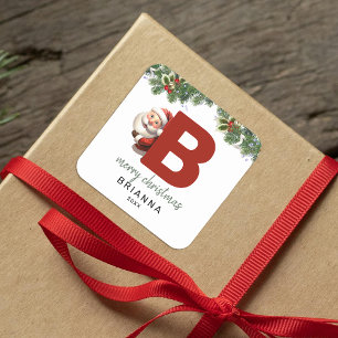 Kinder Monogram Kerst Vierkante Sticker