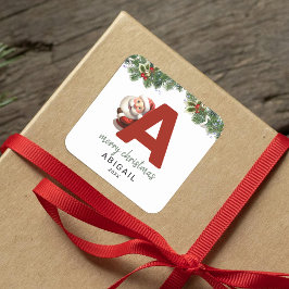 Kinder Monogram Kerst Vierkante Sticker