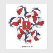 kinder monogram op cluster van roodblauwe basketba sticker (Vel)