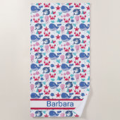 Kinder monogram walvissen strandlaken (Voorkant)