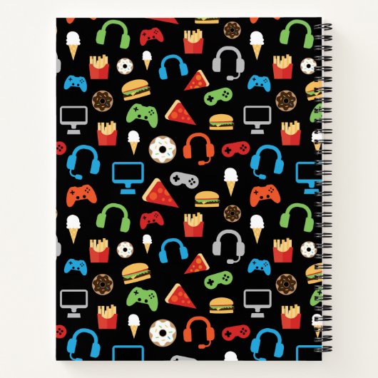 Kinder Monogrammed Video Game Party Pattern Gamer Notitieboek (Achterkant)