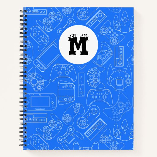 Kinder Monogrammed Videogame controller gamepad Notitieboek (Voorkant)