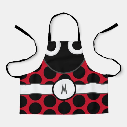 Kinder monogrammen Ladybug Apron Schort (Voorkant)