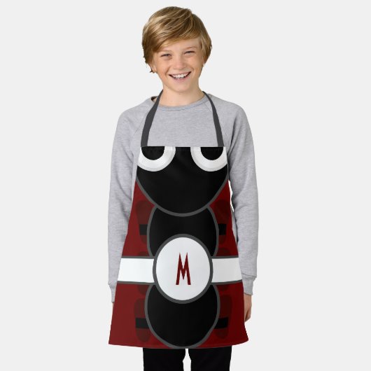 Kinder monogrammen zwarte Ant Apron Schort (Gedragen)