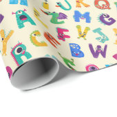 Kinder Monster ABC Gekke Alfabet Monsters Cadeaupapier (Rol Hoek)