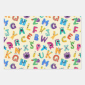 Kinder Monster ABC Gekke Alfabet Monsters Inpakpapier Vel (Voorkant)
