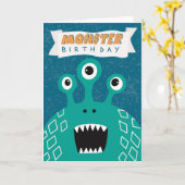 Kinder Monster Birthday Kaart (Gele Bloem)