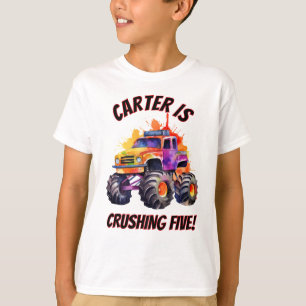 Kinder Monster Car Trucks persoonlijke verjaardag T-shirt