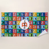 Kinder Monster Face Pattern Colorful Monogram Boys Strandlaken (Voorkant)