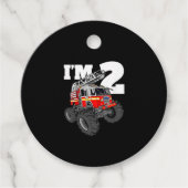 Kinder Monster Fire Truck 2de Birthday Boy 2 Toddl Bedankjes Labels (Voorkant)