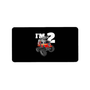Kinder Monster Fire Truck 2de Birthday Boy 2 Toddl Etiket