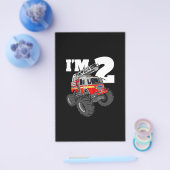 Kinder Monster Fire Truck 2de Birthday Boy 2 Toddl Flyer (Enkel)
