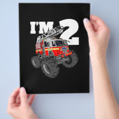 Kinder Monster Fire Truck 2de Birthday Boy 2 Toddl Flyer (Hand)