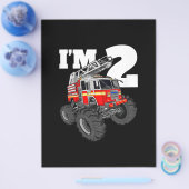 Kinder Monster Fire Truck 2de Birthday Boy 2 Toddl Flyer (Enkel)