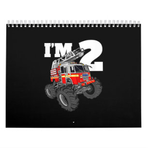 Kinder Monster Fire Truck 2de Birthday Boy 2 Toddl Kalender