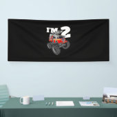 Kinder Monster Fire Truck 2de Birthday Boy 2 Toddl Spandoek (Beurs)