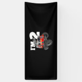 Kinder Monster Fire Truck 2de Birthday Boy 2 Toddl Spandoek (Verticaal)