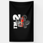 Kinder Monster Fire Truck 2de Birthday Boy 2 Toddl Spandoek (Verticaal)