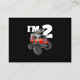 Kinder Monster Fire Truck 2de Birthday Boy 2 Toddl Visitekaartje