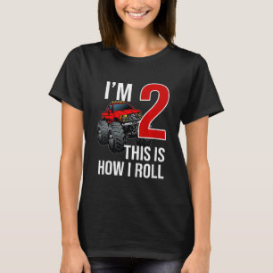 Kinder monster Truck 2e verjaardag 2 jaar oud Birt T-shirt
