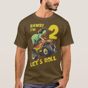 Kinder monster Truck 2e verjaardag Boy Dinosaur 2  T-shirt